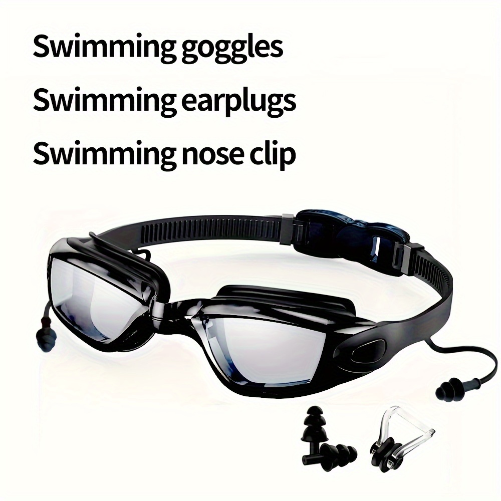 

Swimming Kit, Including Anti-fog Swimming Goggles, Nose Clips, Ear Plugs, Waterproof Adjustable Swimming Glasses, Swim Eyewear For Men Women