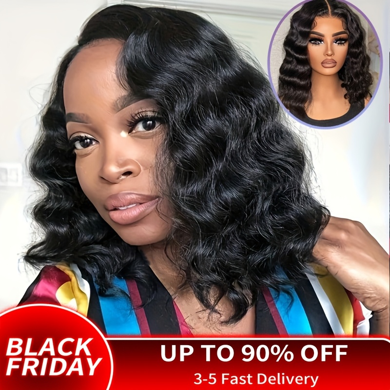 women's short bob wig with curly body wave human hair, /red