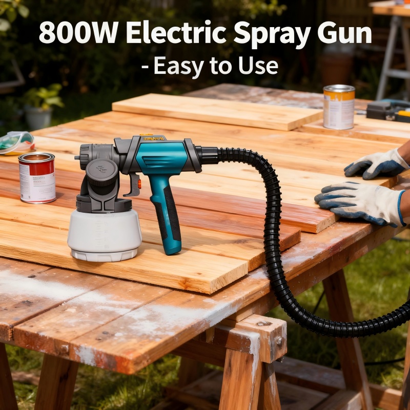 Temu De Pintura De Parede, Pistola De Pintura EléTrica Hvlp 800W, Pistola De Pintura Com Recipiente De 1300Ml, Pistola De Pintura EléTrica 120 Din-S-image