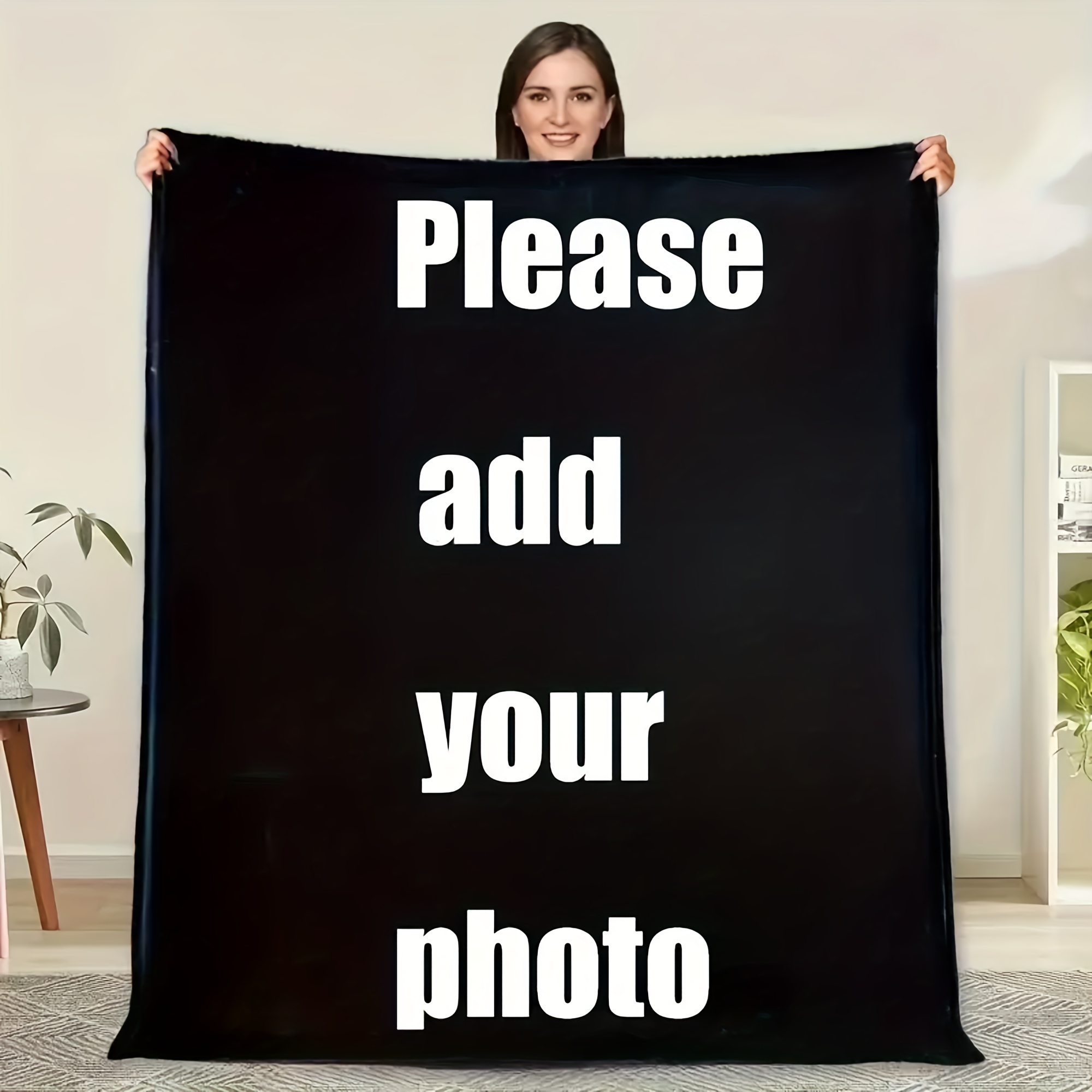 

1pc Custom Photo Personalized Blanket For Family - Ideal Gift For Holidays, Birthdays, And Memorials - Warm, Comfortable, All-season Use For Home, Travel & Office - Gift For Him/ Her