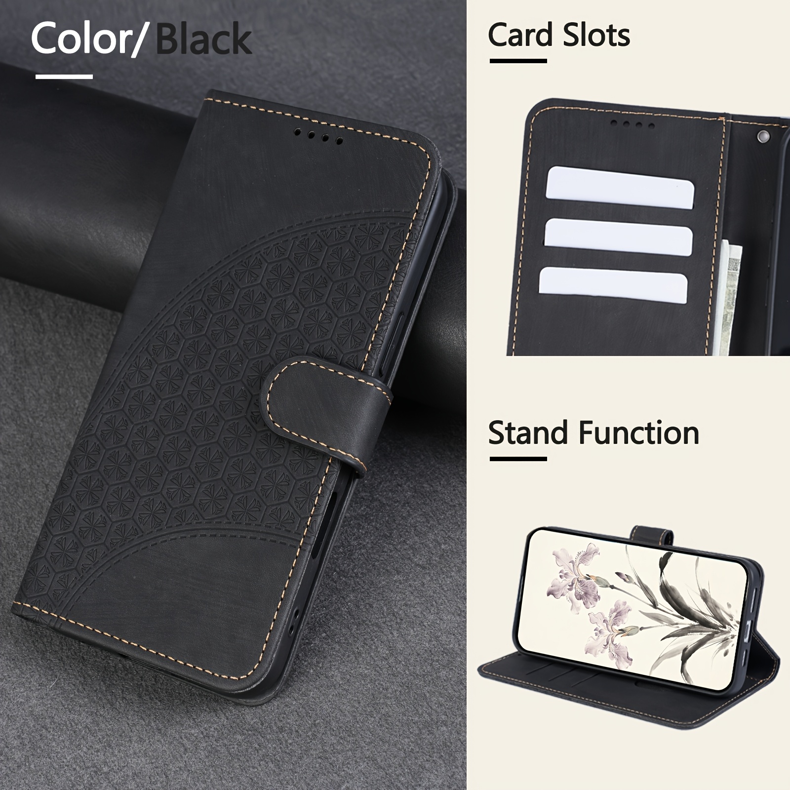 TEMU Phone Case - [for Phone Case] Compatible With Galaxy A57 5g, Flip Cover, Wallet Phone Case With Magnetic And 3 Card Slots. Anti-drop Full