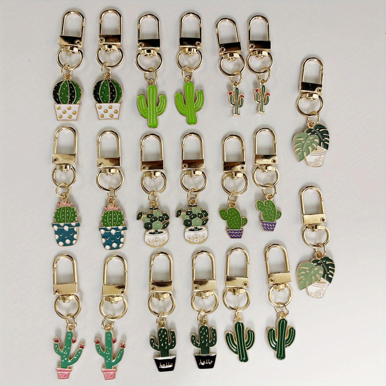 20pcs cactus keychain set potted plant keychain   alloy keychain bag keychain pendant ideal for party gifts holiday supplies alloy ornament carnival accessories suitable for bags and car keychains backpack accessories   daily