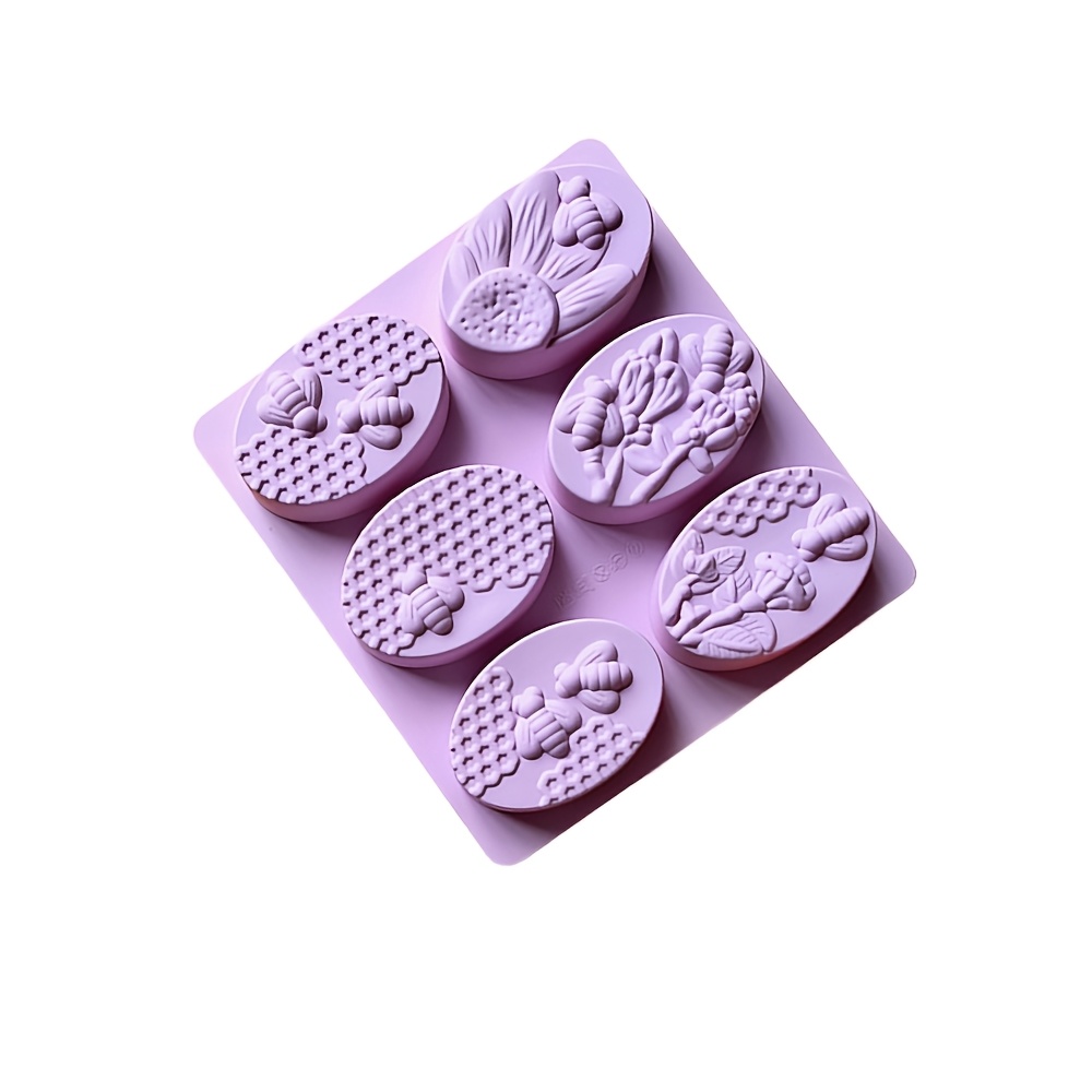 TEMU 1pc 6-cavity Oval Bee-shaped Soap Silicone Mold, Classic Handmade Silicone Mold, For Bath Salt, Craft Soap Making