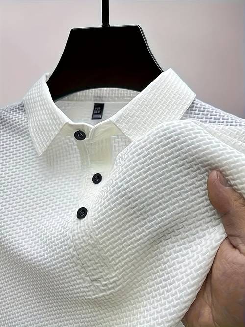 mens stretch solid short sleeve lapel golf shirt summer outdoor gift for men
