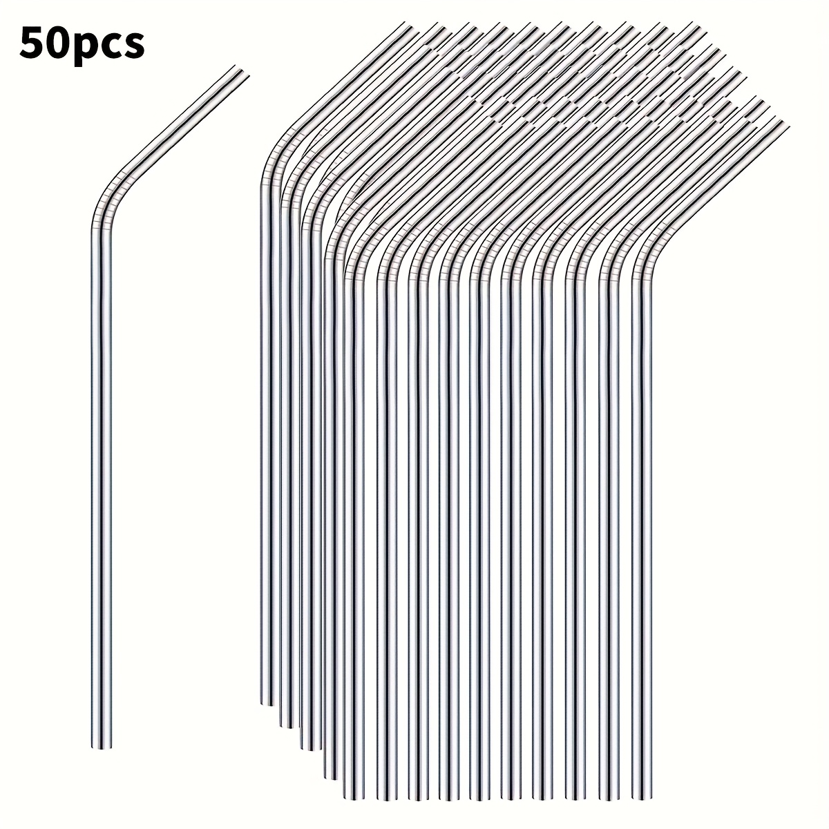 10 Stück Edelstahl Strohhalme Wiederverwendbar (5 Gerade, 5 Gebogen) + 2 Bürsten - 304 Edelstahl, 12,5/13 Cm