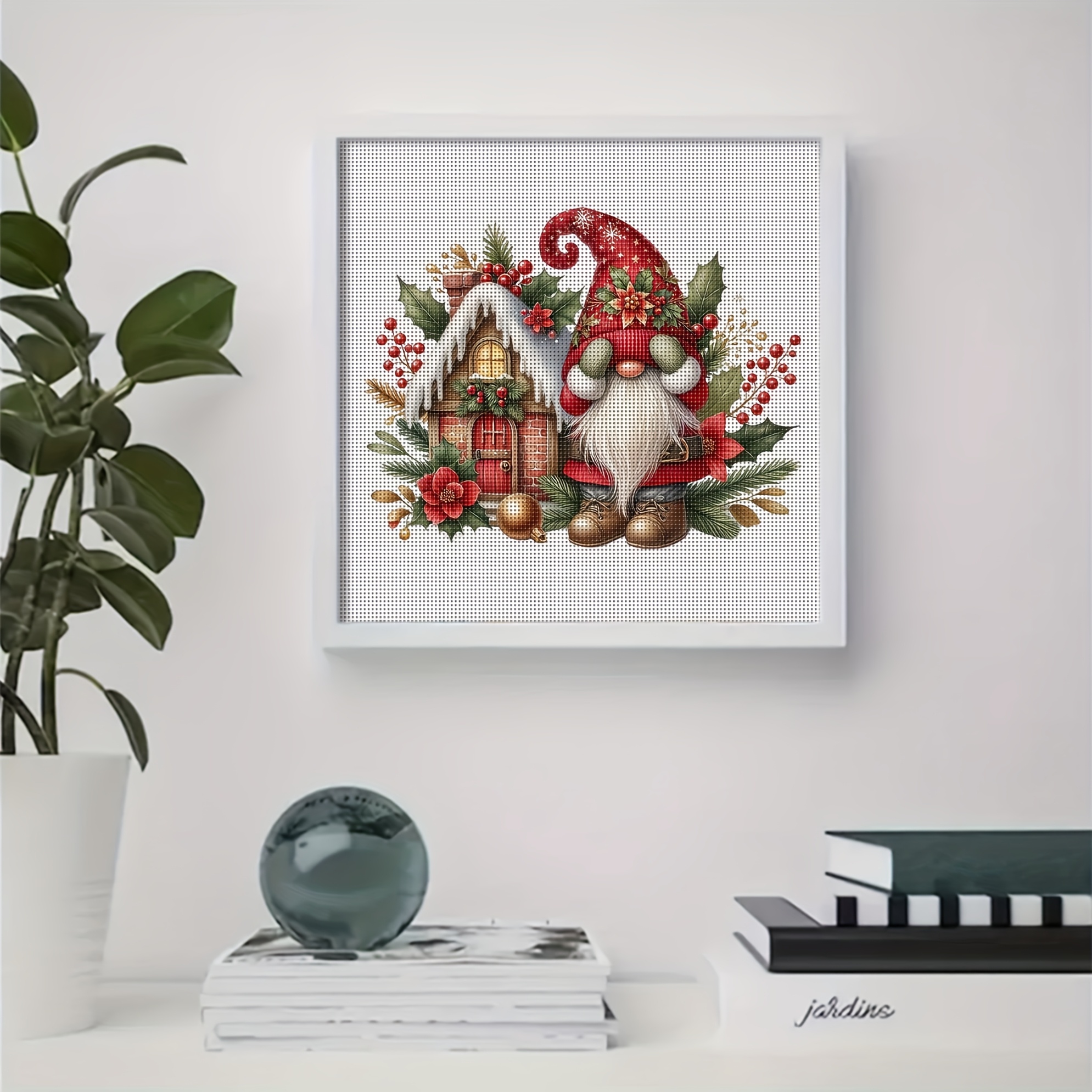 TEMU 1 Set - Christmas Gnome Themed Cross Stitch Painting Kit, Diy High-quality Needlework Embroidery, 11ct Cross-stitch Embroidery Painting