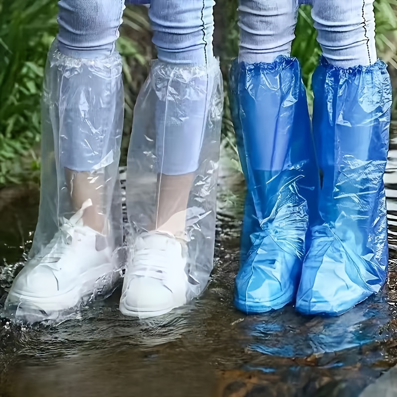 10pcs lightweight waterproof shoe sleeves disposable covers hiking save   blue or white