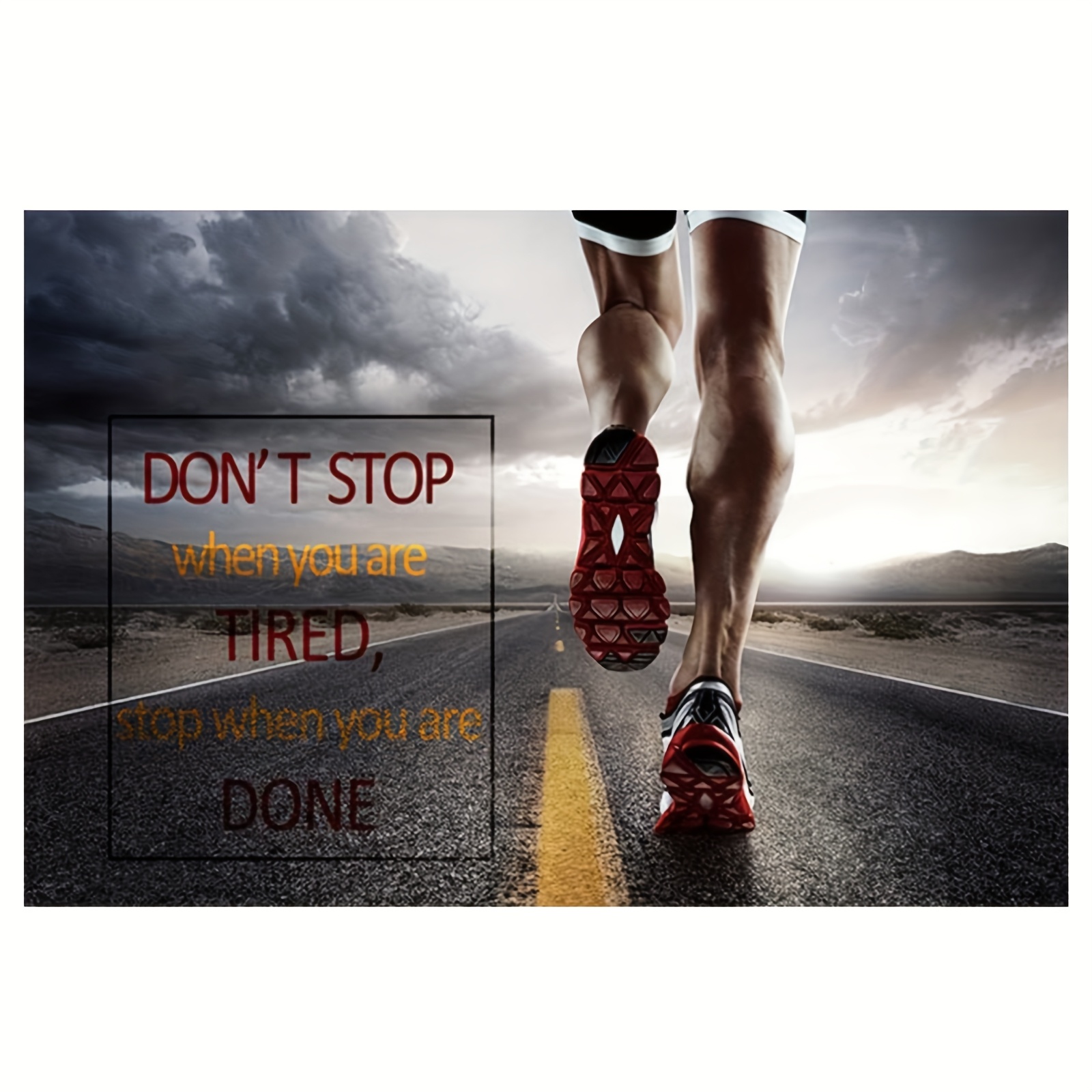 TEMU 1pc Sport Motivational Canvas Art Poster, 30.48x45.72cm Frameless, Inspirational Running Theme Wall Decor For Living Room, Modern Home