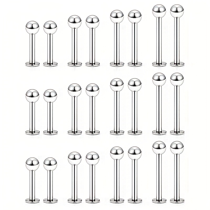 TEMU Set de 24 piezas de acero inoxidable 304 para piercing de y oreja, minimalista, para mujer y hombre, sin batería