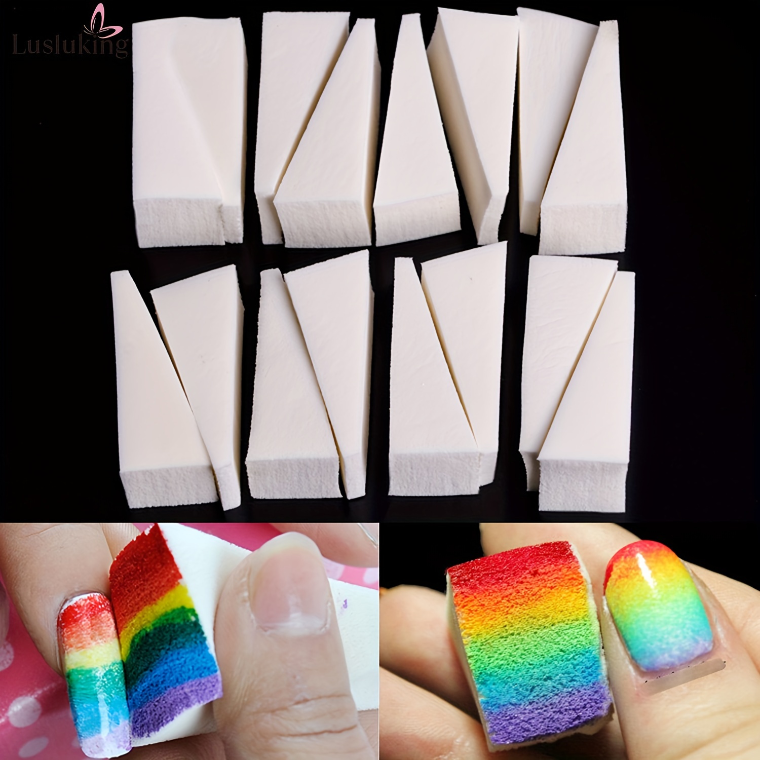 

Gradient Nail Art Sponges - For Fade - 5/25/50 Pcs - Low Allergenic - Lusluking