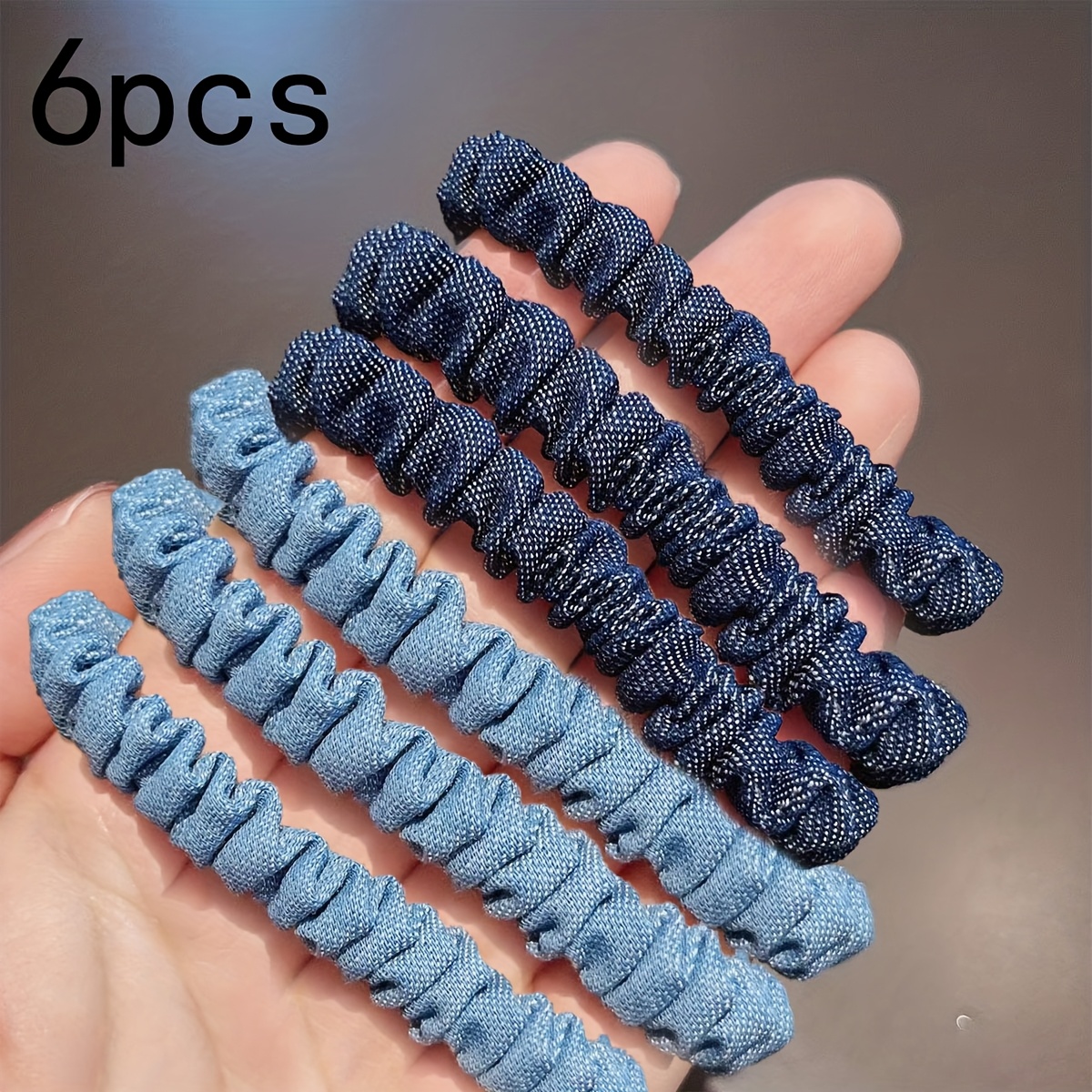 E-shop 6 Stück Blaue & Himmelblaue Hochelastische Haargummis für Damen – Minimalistisches Spiraldesign, Langlebige Haaraccessoires für Pferdeschwänze,