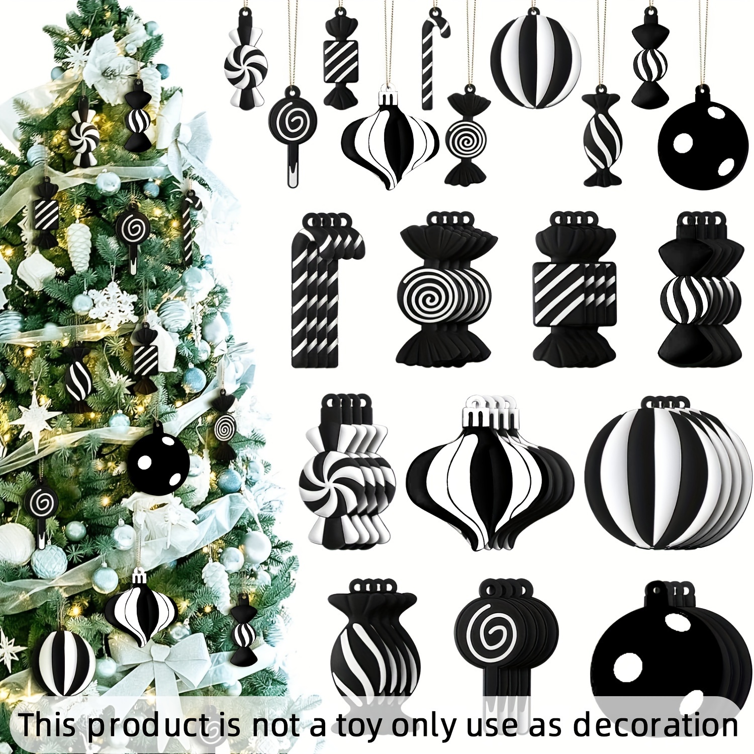 

10pcs Christmas Tree Ornaments Pvc Candy Cane Lollipop Ornament Christmas Hanging Decors Birthday Party Decoration Crafts For Holiday Tree Party