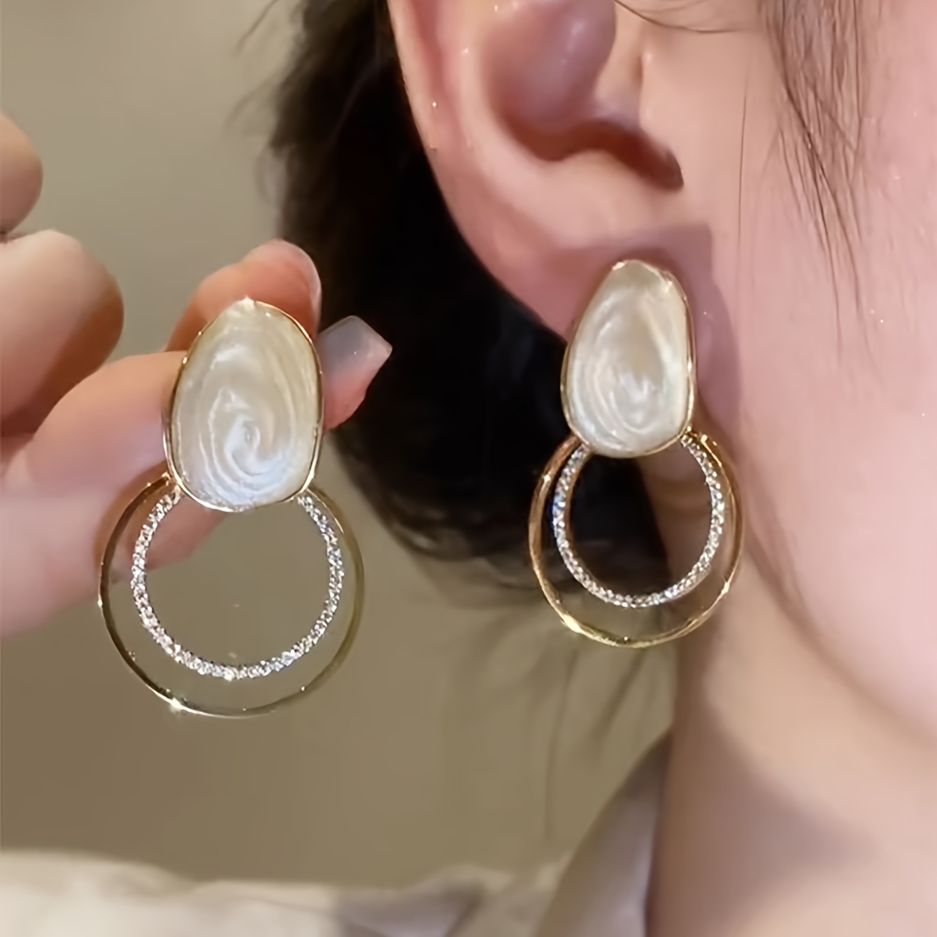 TEMU 1 paire de boucles d'oreilles goutte rondes irrégulières , adaptées à décontractée quotidienne des femmes