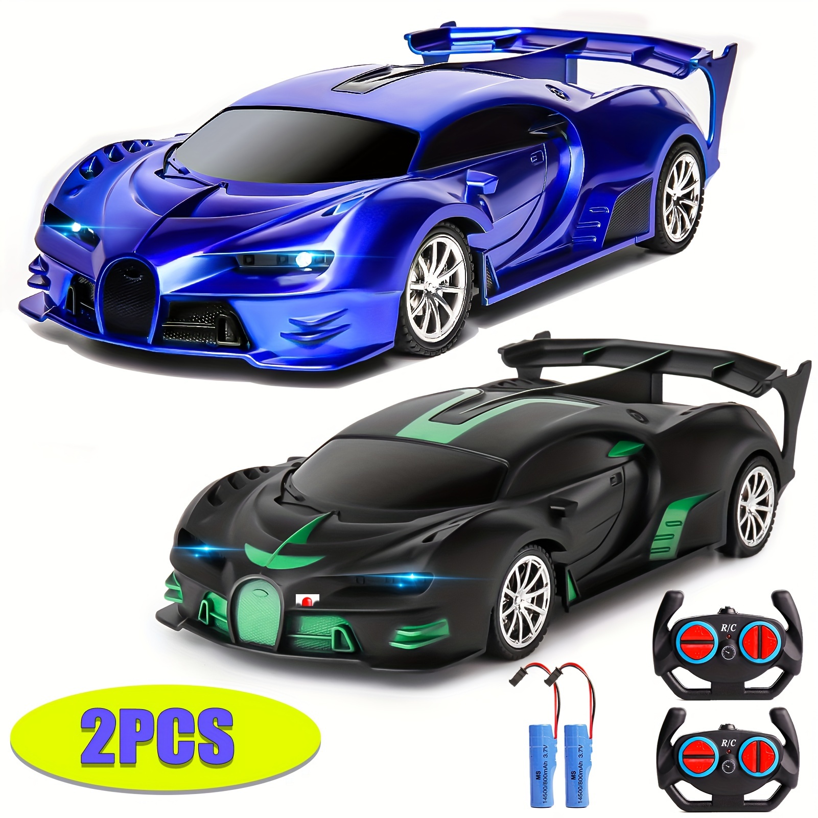 

2pcs, 1/18 Scale 2.4ghz Remote Control Car, Rc Cars For Kids 1:18 Electric Toy Racing Car Toys With Lights & Controller, Christmas Birthday Gift For 3 4 9 Year Old Boys Girls