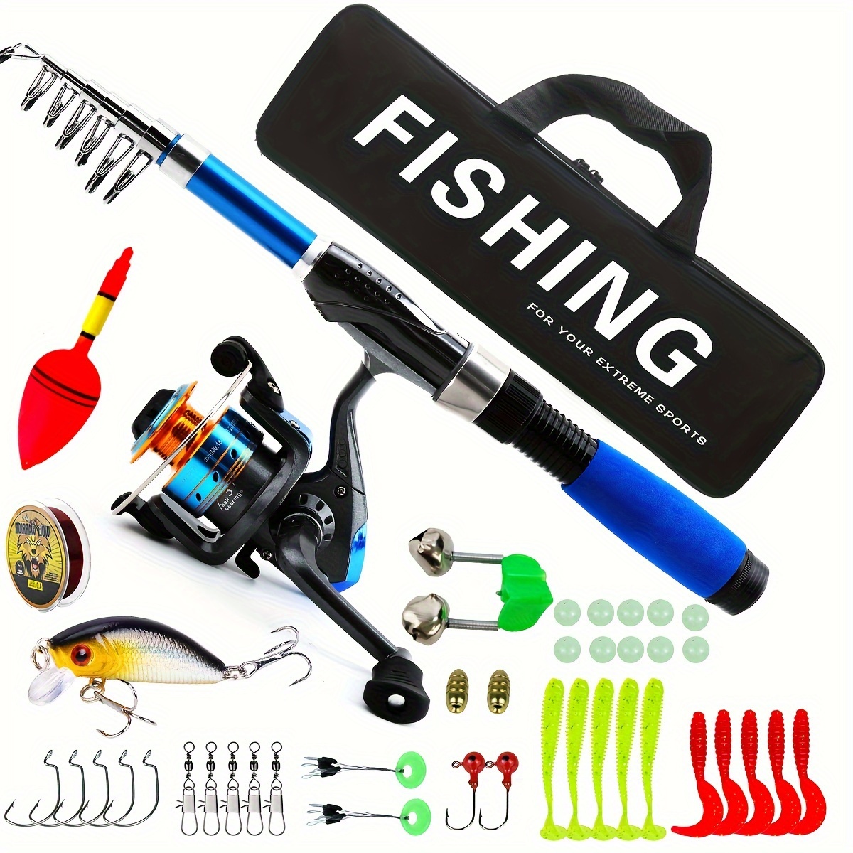 Travel Telescopic Fishing Tackle Combo Kit, Including 1.7m/5.5ft Feeder  Rod, Spinning Reel, Fishing Line, Soft Hard Bait And More Accessories