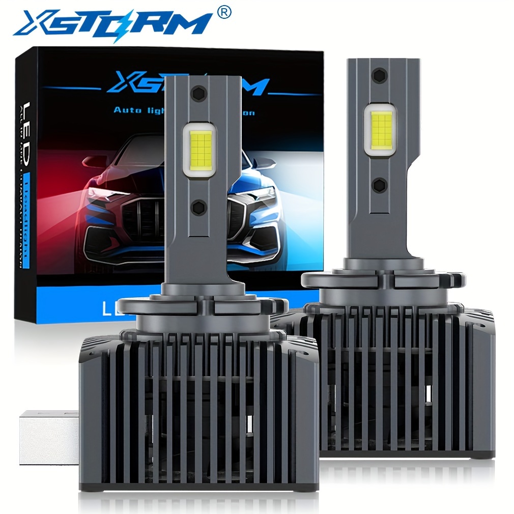 

2pcs Xstorm 80000lm D3s Led Headlight Bulbs, 12v Aluminum Car Headlamps, 6500k White Csp Chips, Canbus , Universal Benz , High Over 3000lm, No Battery Required