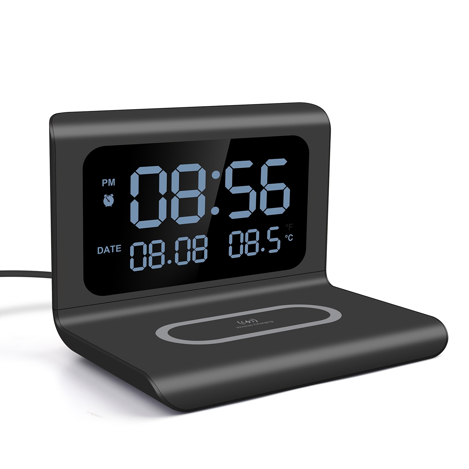 3in 1 wireless charger time temperature display alarm clock for bedroom desk charging dock station for iphone 16 15 14 13 12 11 pro   plus xr x 8   2 3 4   2   4 3 pro 2 for samsung s25 s23 s22 s21 s20 buds