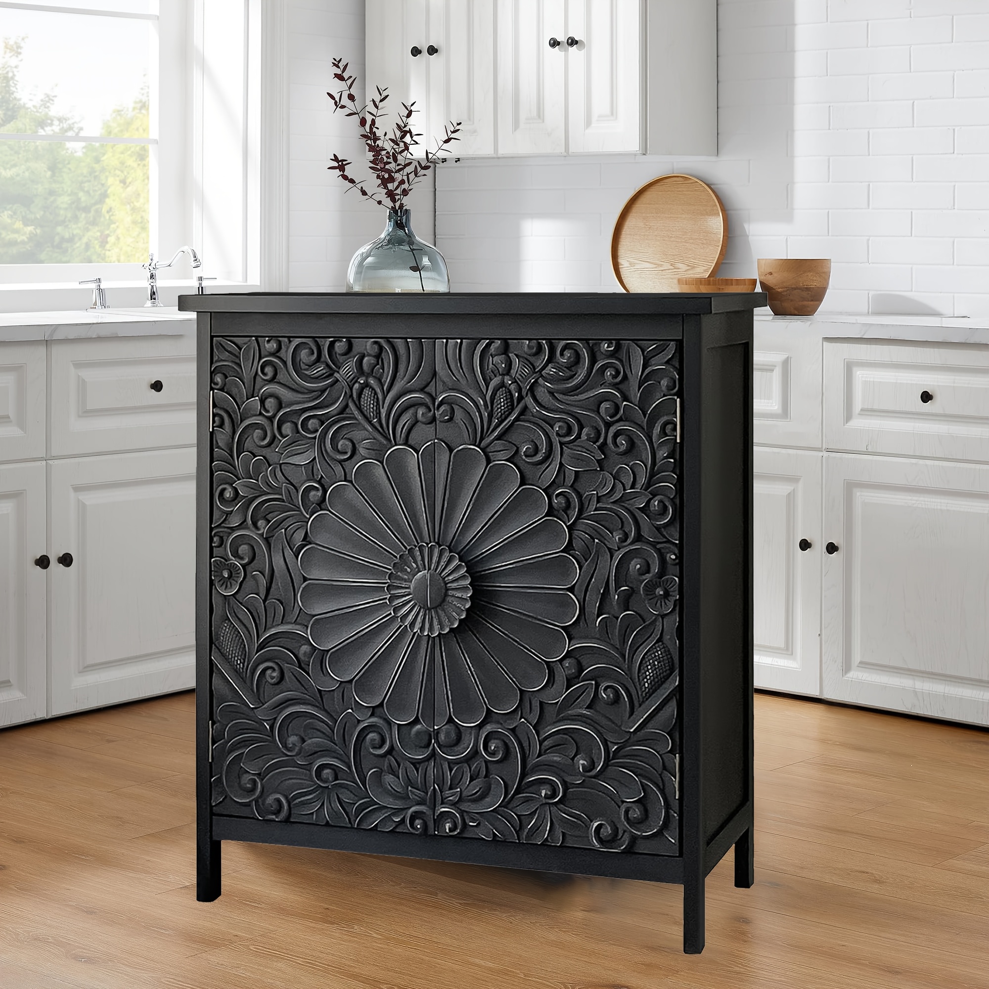 accent cabinet 2 doors farmhouse decorative storage cabinet Temu