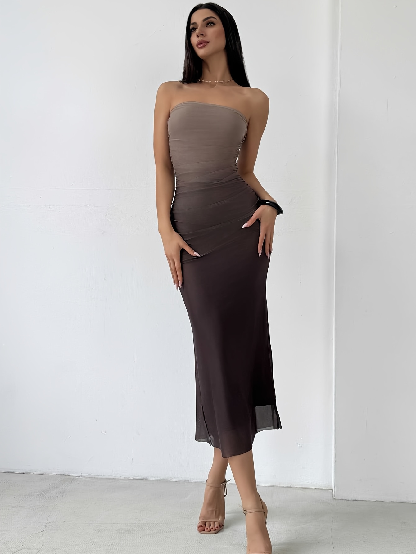 tulle bodycon dress Women's Brown Bodycon Dress Mini