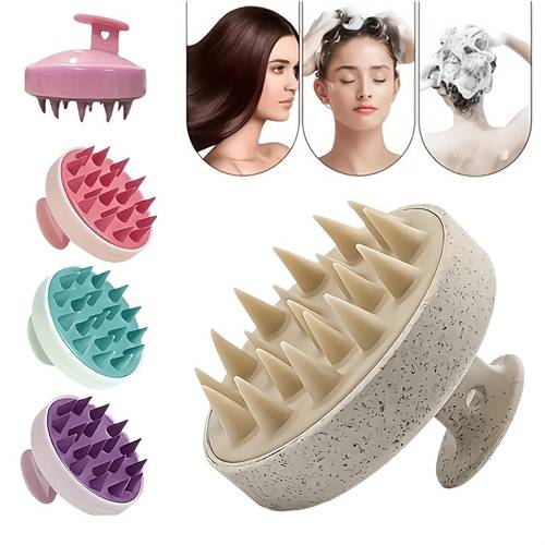 1pc color manual head massager with a soft silicone scalp massager and shampoo brush a gentle exfoliating scalp and scalp cleansing comb with an ergonomic grip random color design hair brush