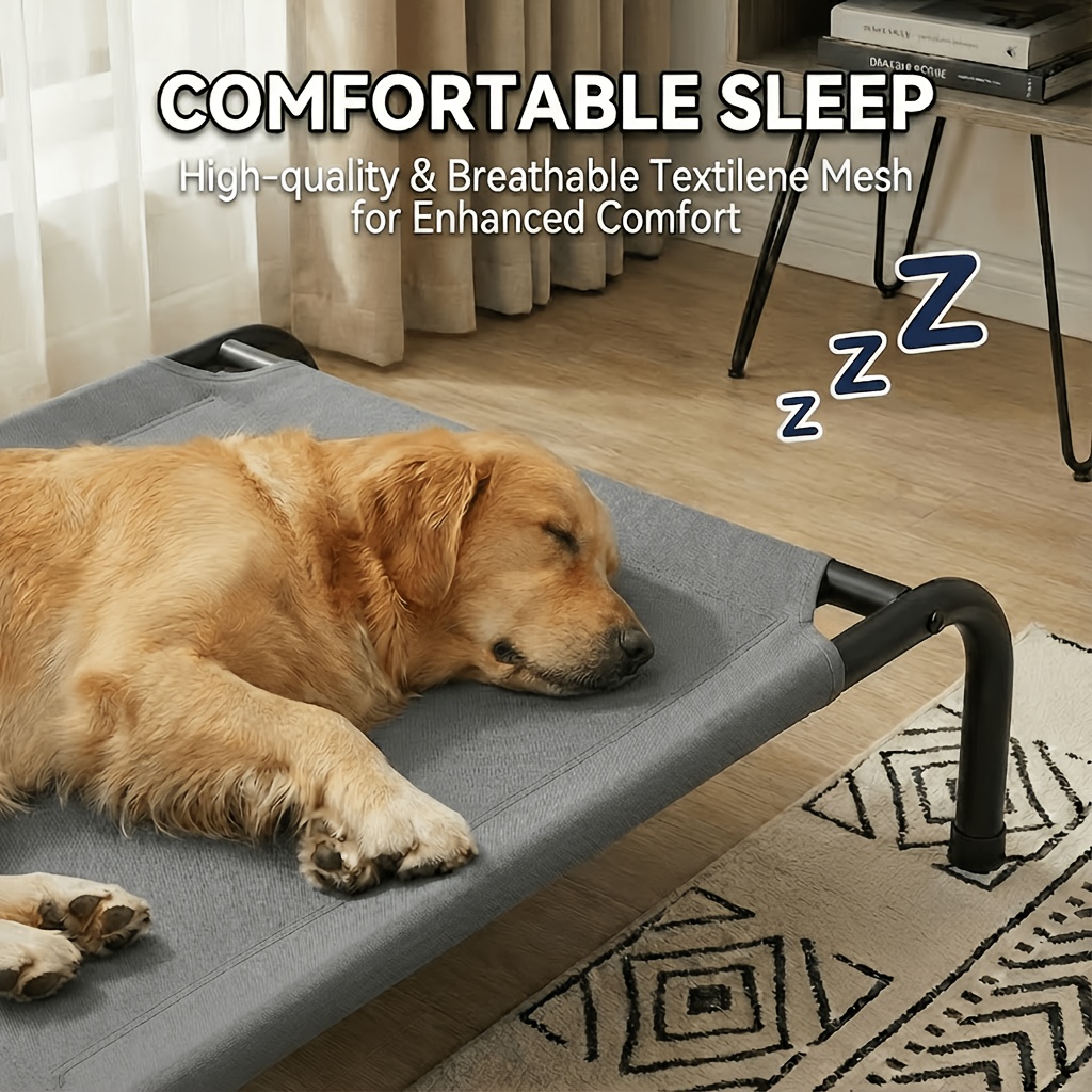 cooling elevated dog bed raised beds for large dogs outdoor chew proof portable pet cot skid resistant feet frame with breathable mesh Product details 0