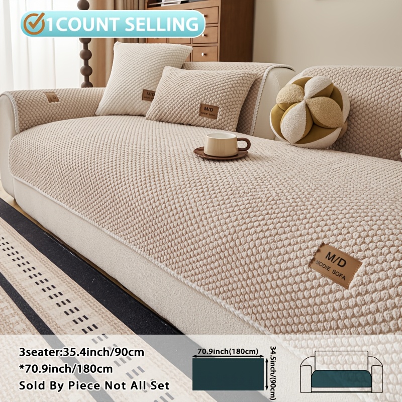 TEMU 1pc Bohemian Plush Sofa Cover With Cushion Compatible For Sofa Types, Fit Sofa Cover Suitable For Single/double/triple/ Sofas, Machine Washable