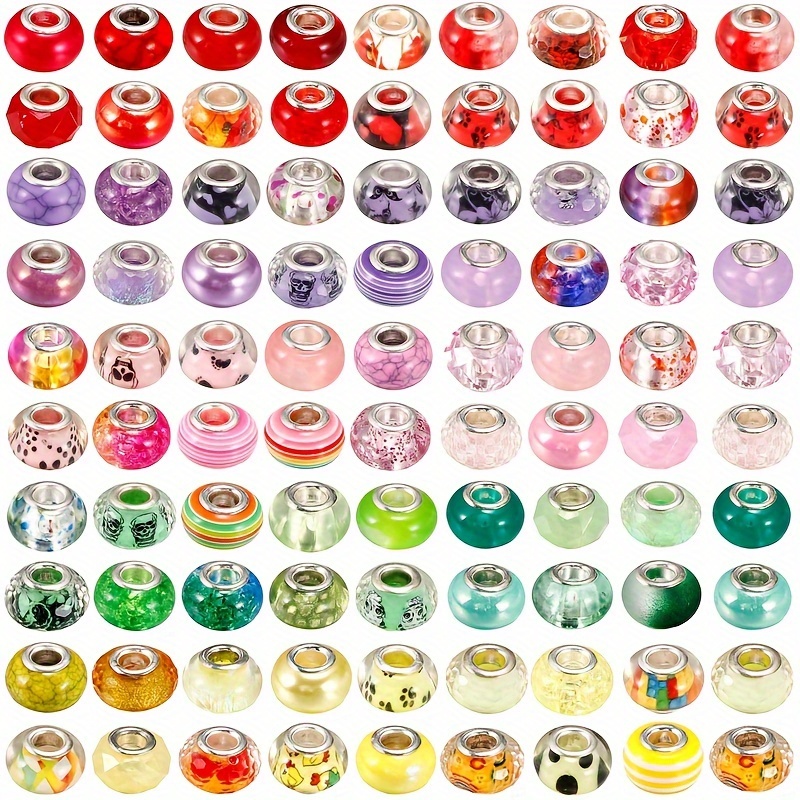 

Resin Beads With Large Holes: Fashionable Diy Jewelry Making Set, Decorative Geometric Pattern Pendants, Uncoated Handmade Accessories