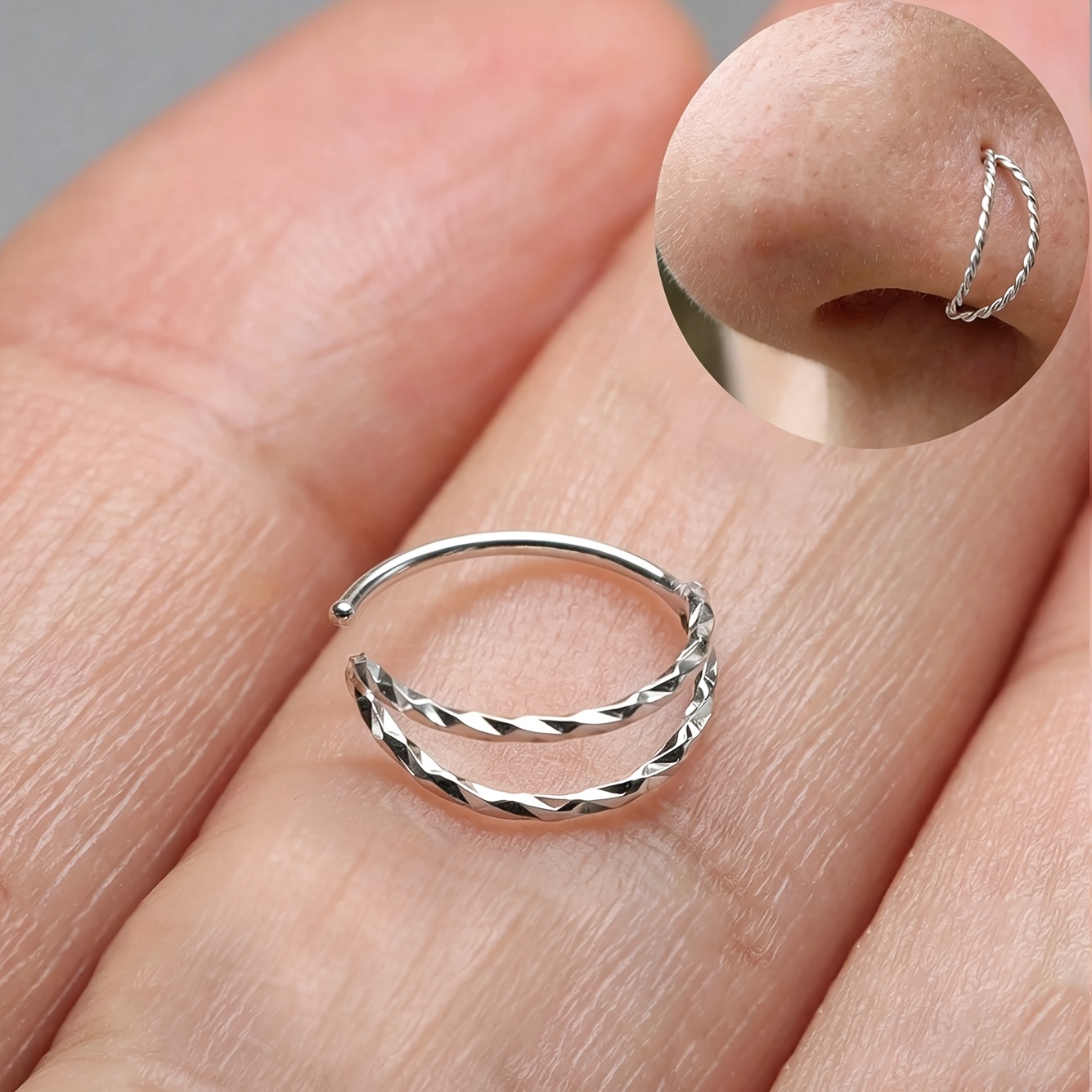 TEMU 1pc Minimalist Elegant 8mm Nose Ring/ear Cartilage Earrings - Men And Women Body Piercing Jewelry