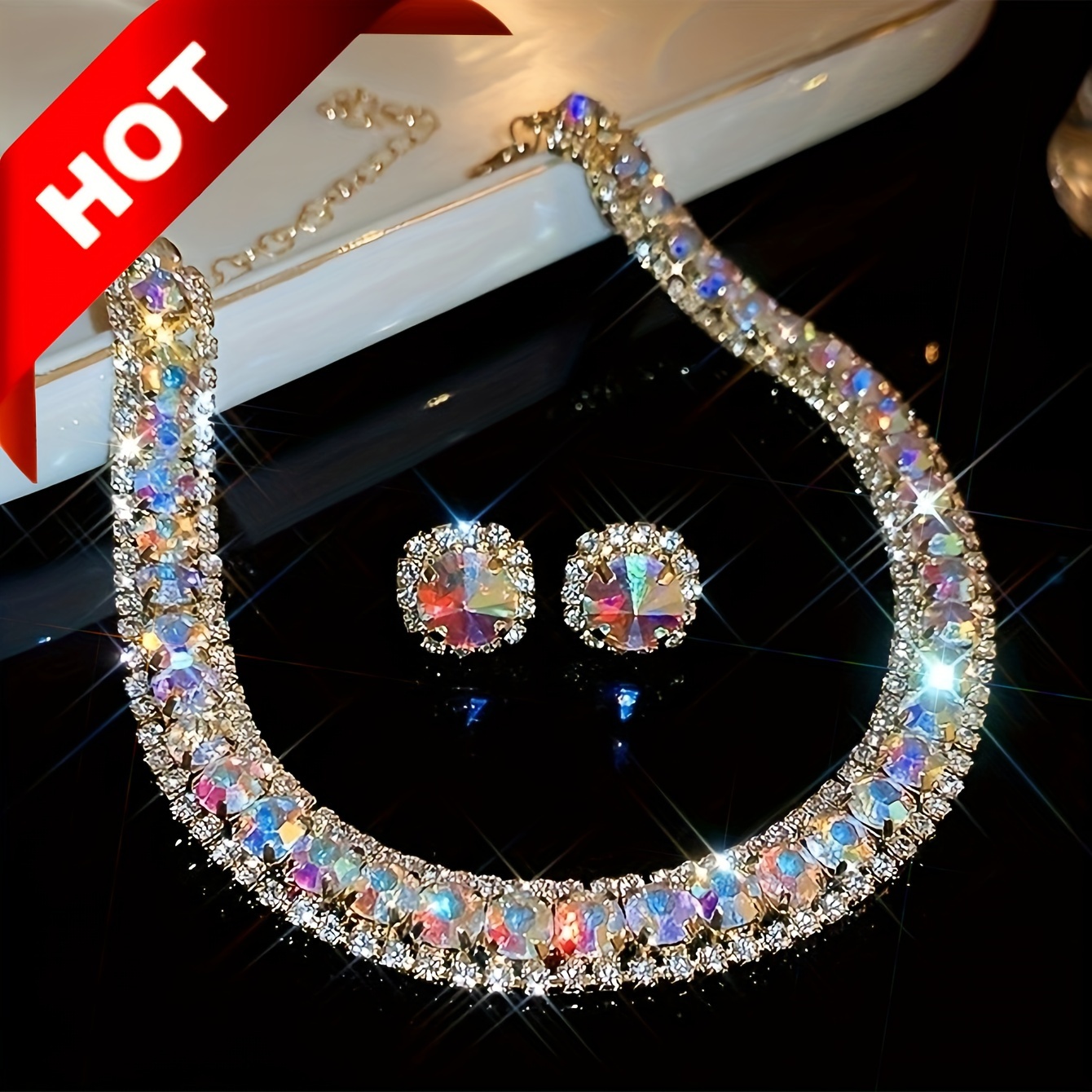 

Rhinestone Jewelry Set - & , Stainless Steel Posts, For Weddings & Parties