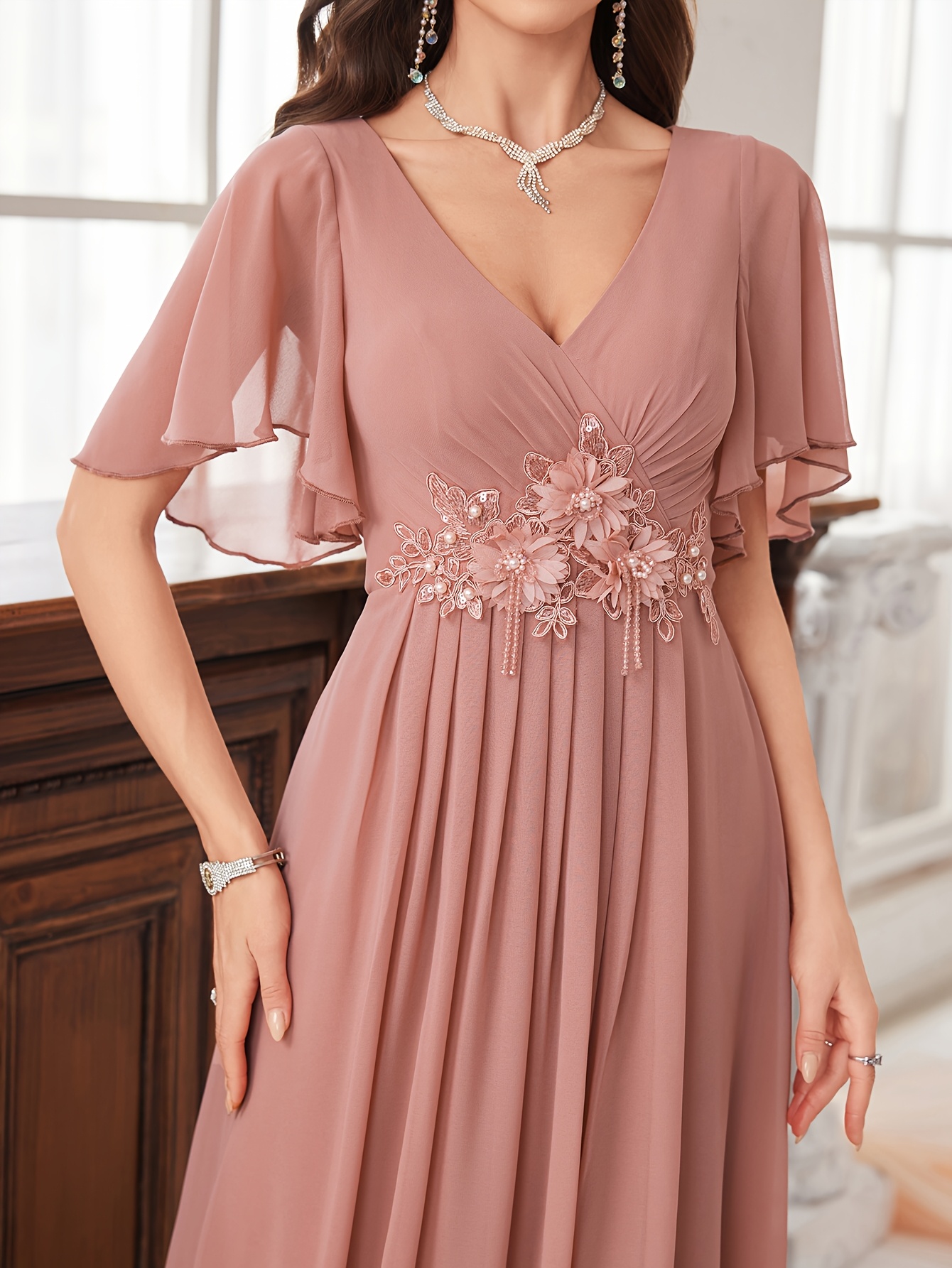 elegant directional sweetheart neckline ruffle sleeve solid - Temu Pakistan