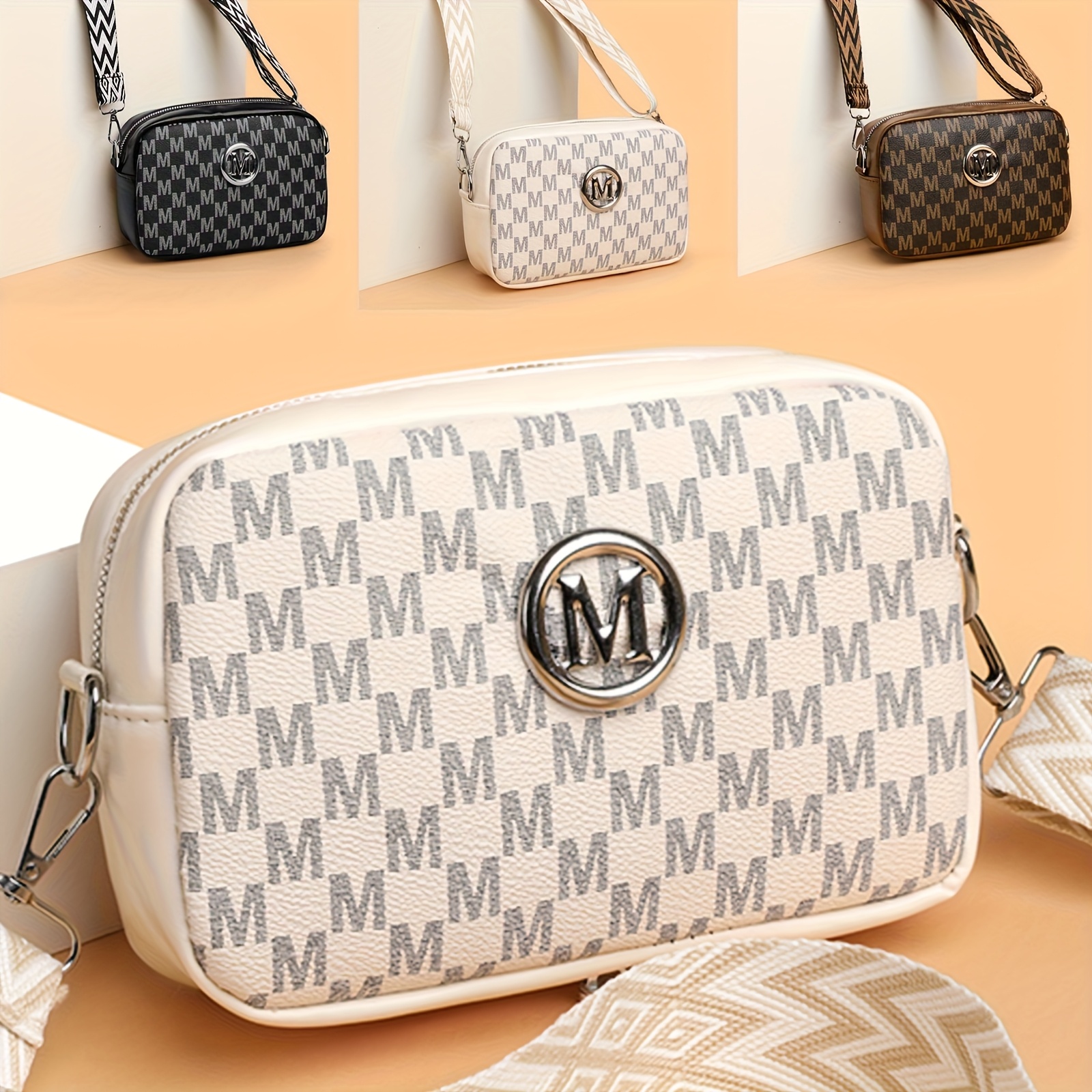 New Stylish And Elegant Women's Shoulder Bag, Fashionable Crossbody Bag With "m" Logo, Adjustable Shoulder Strap Length, Zipper Closure, Used As Phone Bag, Coin Purse, Suitable For And Shopping