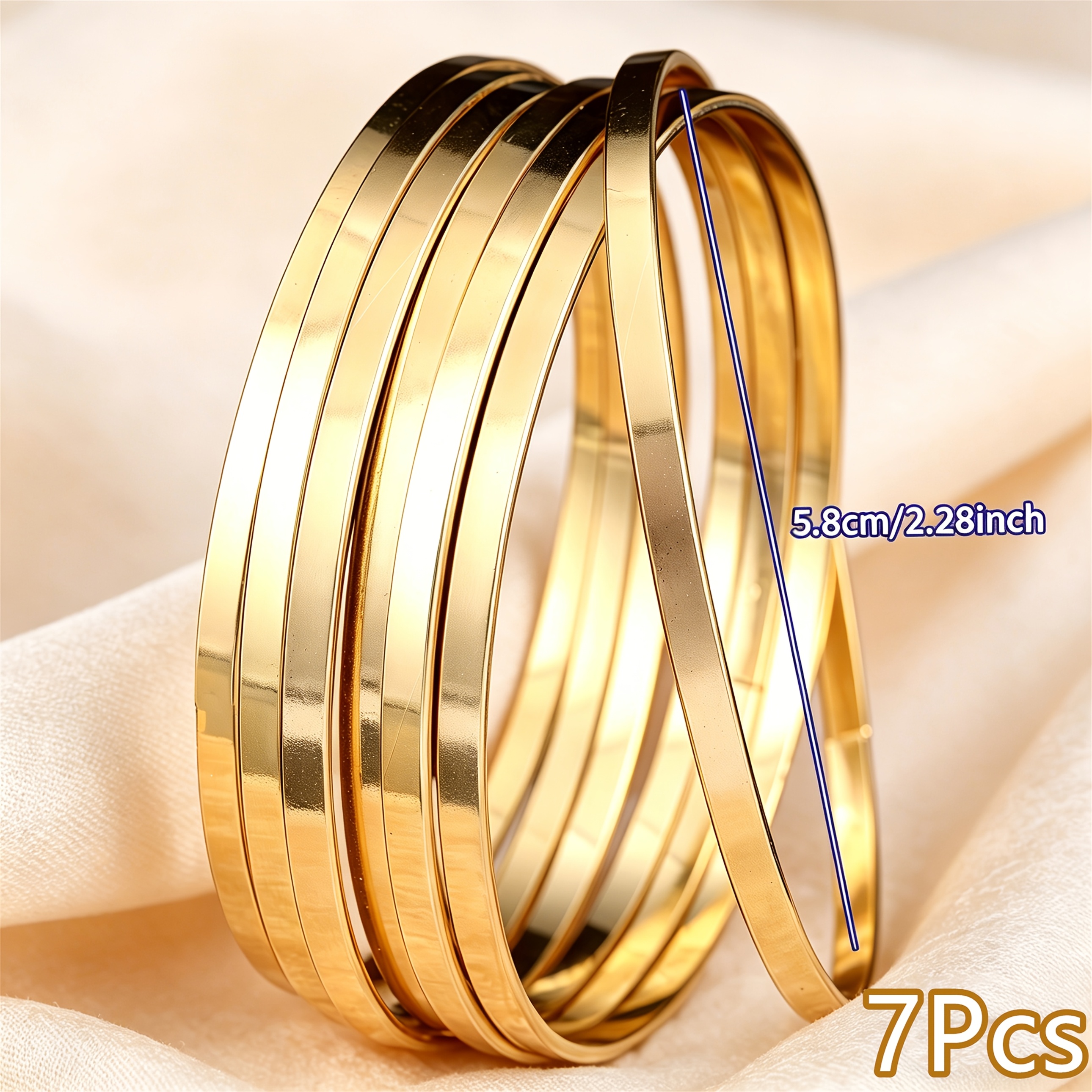 TEMU 7 Bracelets de Mode pour Femmes Style Moyen- Facile Métal KC Doré Plaqué Bracelet Cercle Adapté pour Mariage de Fiançailles Fête Banquet