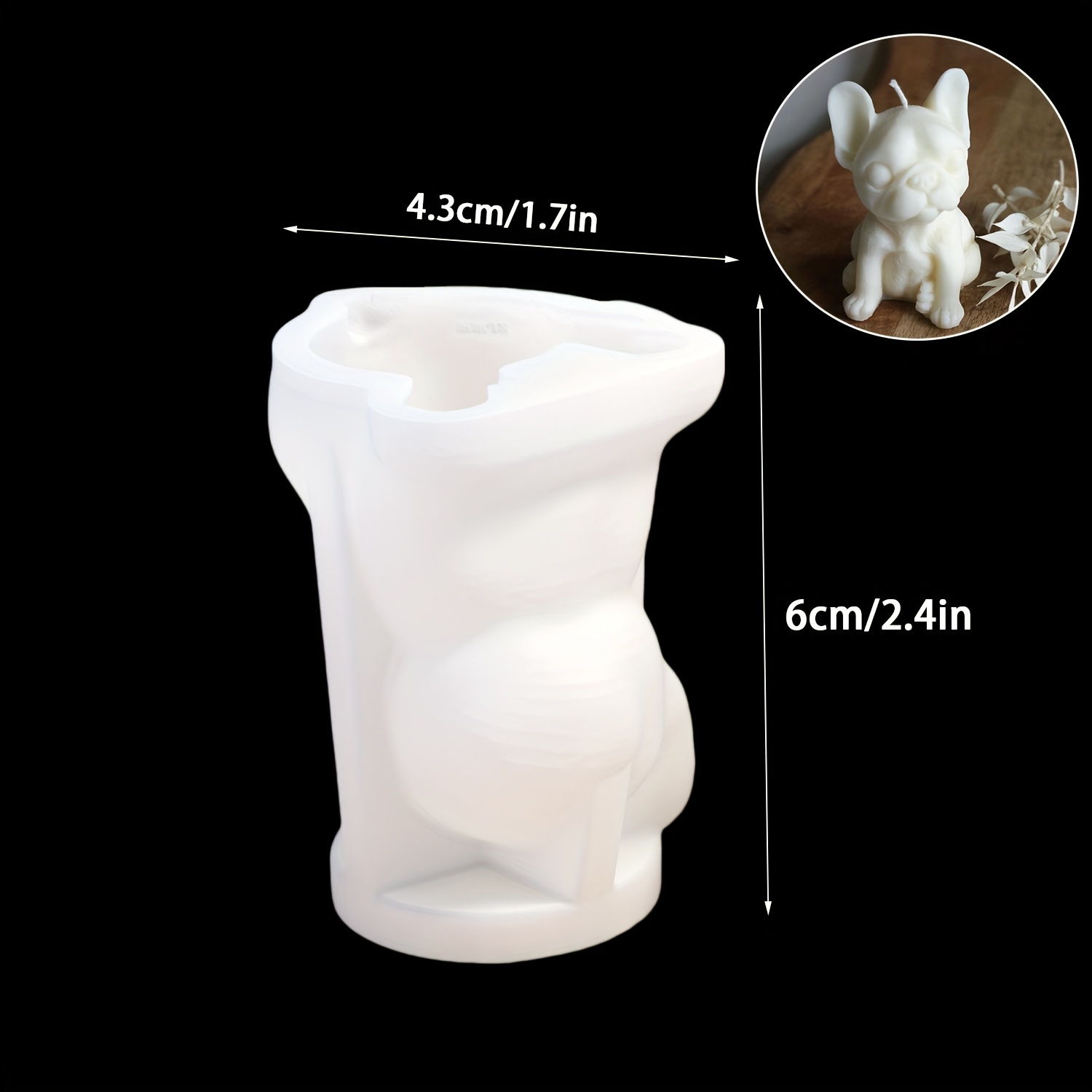 Image of Bulldog Silicone Mould Animal Mould Pet Dog Plaster Jewellery Mould Suitable For Making Candles, Soaps, Clay Moulds, Home Decorations