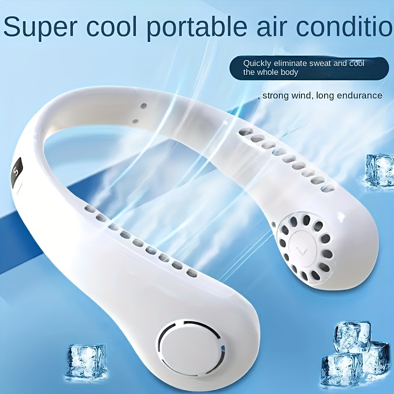 

1pc, Convenient Mini Carry-on Student Sports Leafless Hanging Neck Small Fan Lazy Usb Charging Fan Large Wind