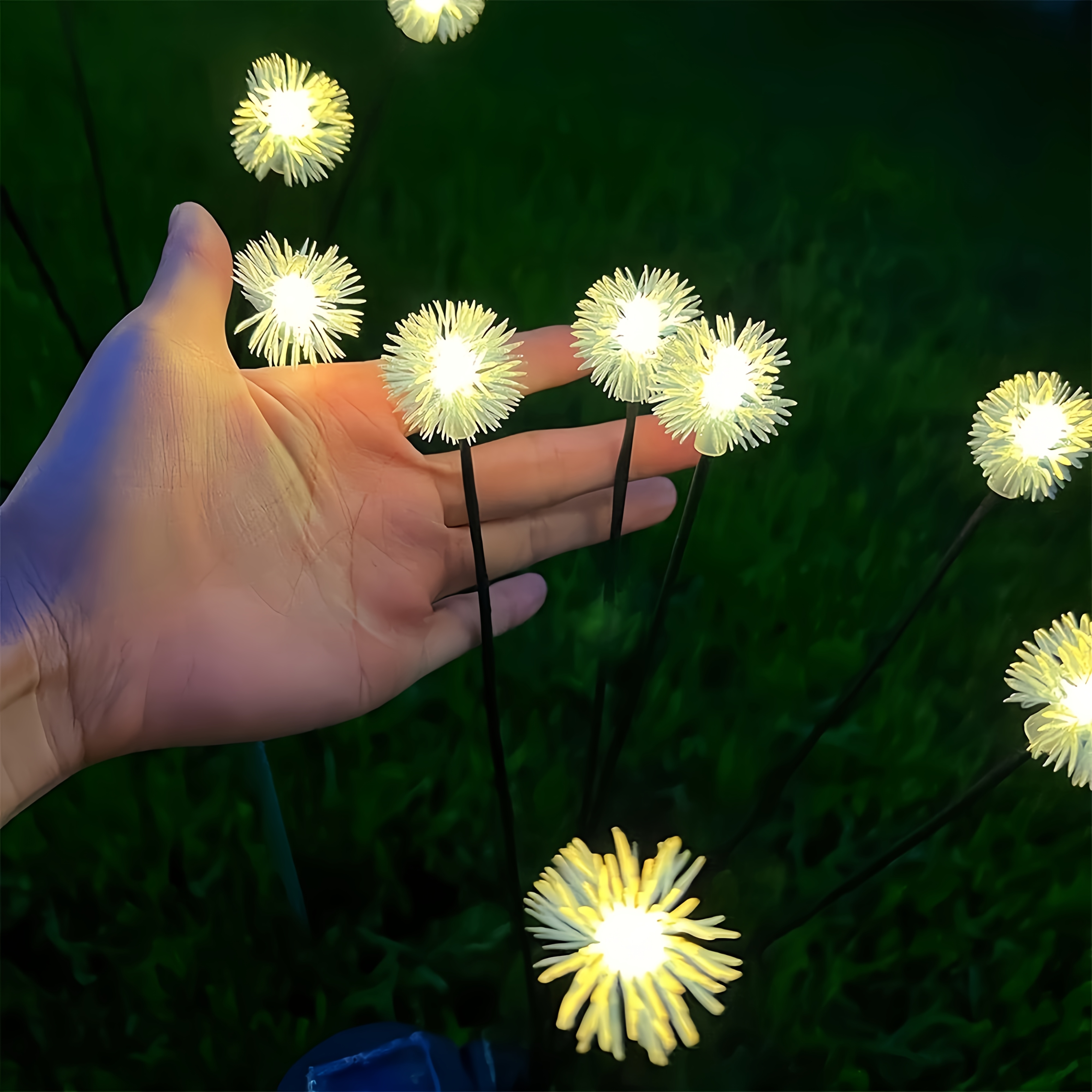   solar dandelion garden lights   warm white led semi flush mount nickel battery solar powered outdoor landscape lighting for courtyard park and holiday decor landscape lighting warm white led solar powered light lights for decoratio Product details 1