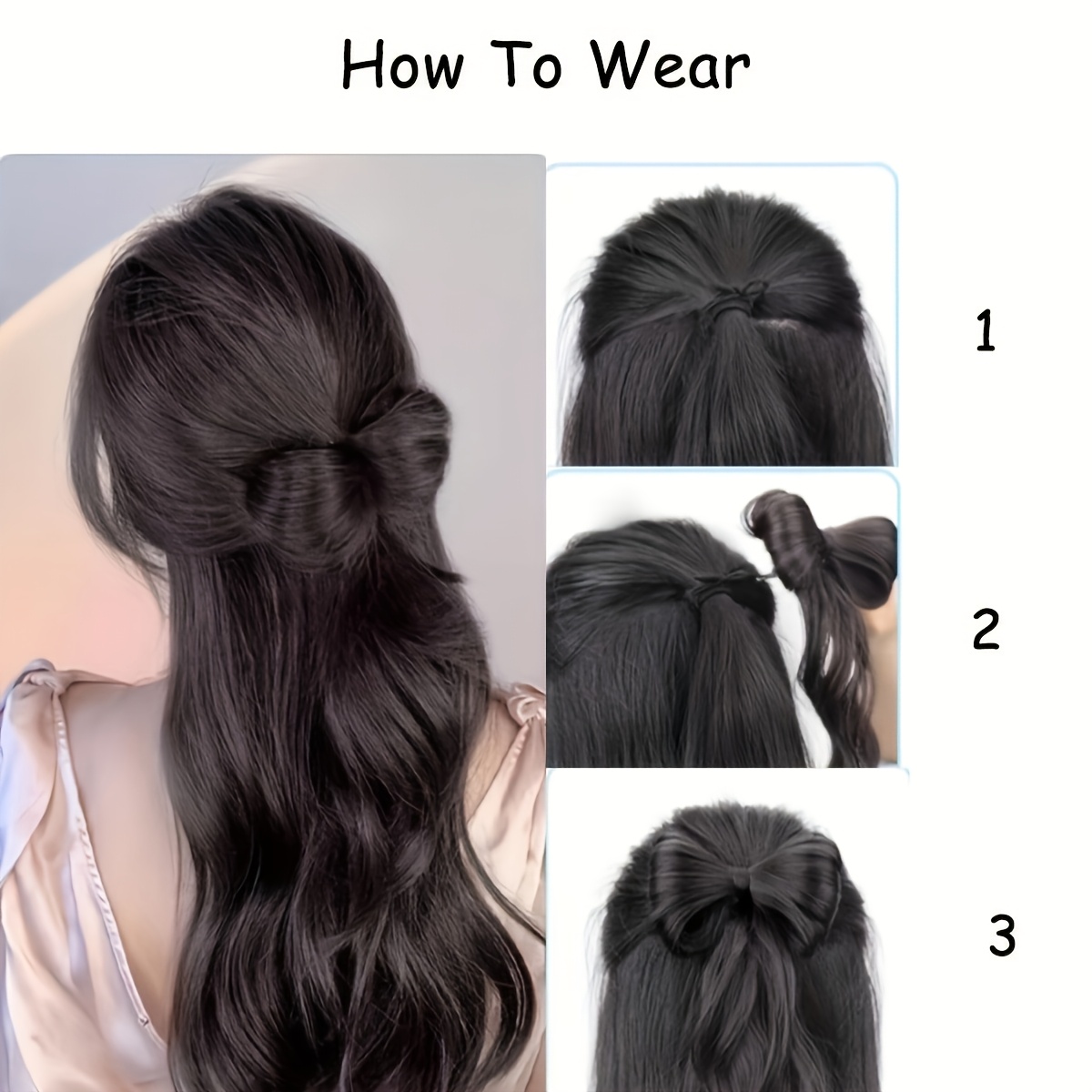 14 inch protein   knot ponytail wig for women half   ponytail chicken feather curly hair hair clip bun ancient style wig with braids Product details 1