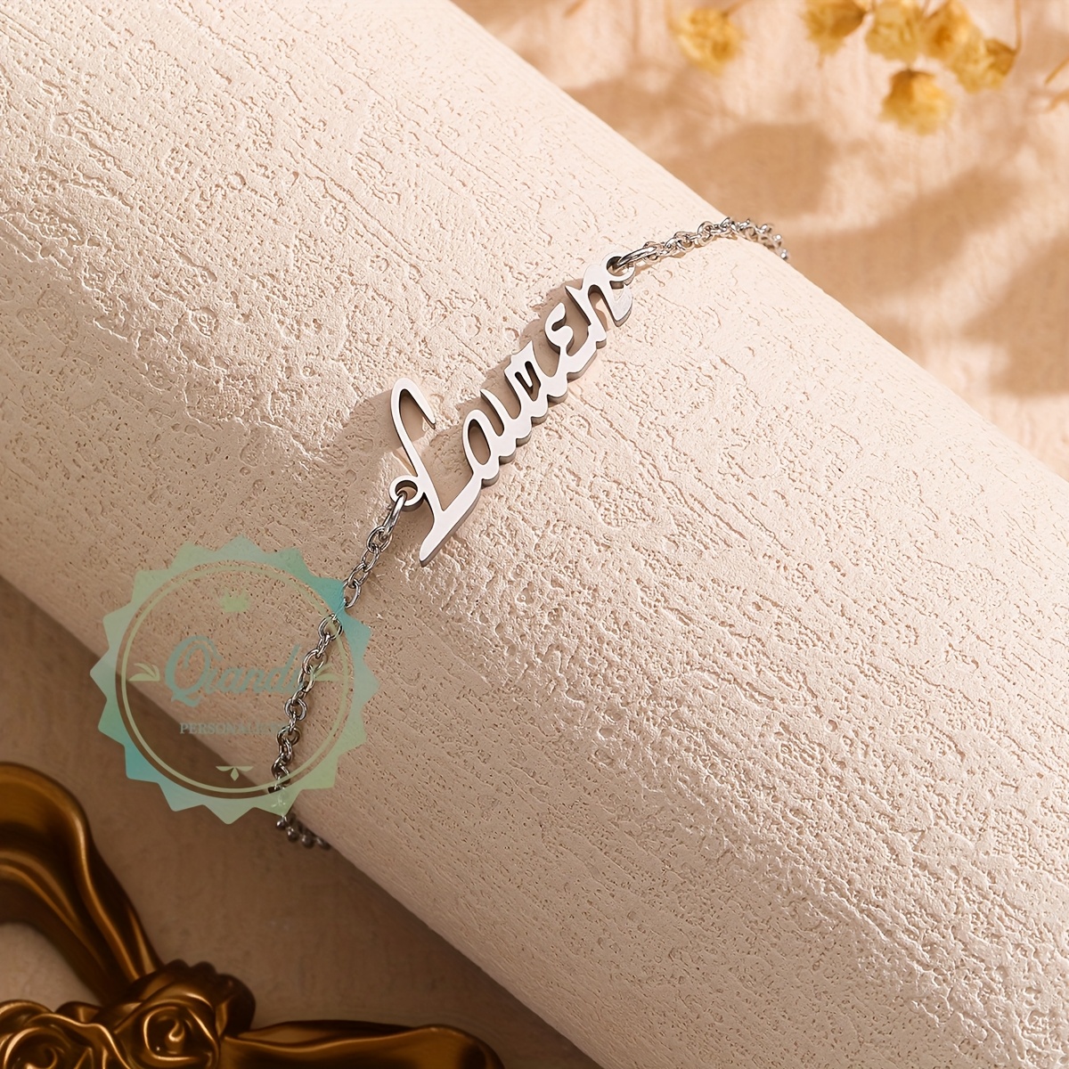 TEMU Personalized Letter Name Bracelets - Custom Stainless Steel Bracelets Ideal For Weddings & Mother's Day Gifts, Wedding Jewelry|elegant Bracelets
