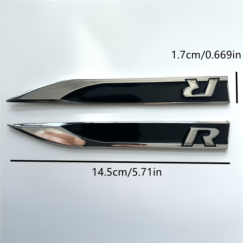 TEMU Prachtig decoratief embleem ./set lange strook metalen R-autologo, geschikt voor kofferbak achterkant zijkant carrosserie sticker decoratieve