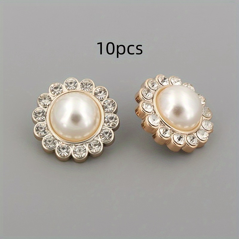 TEMU 10pcs Elegant Pearl & Buttons, Mixed Sizes (18/21/25mm) - Versatile Dual-sided Plastic Buttons For Coats, Windbreakers, Blazers & Cardigans