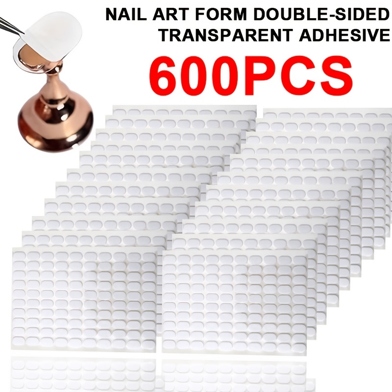 Image of 600pcs White Oval Nail Tips, Transparent Seamless Round Nail Glue, Self-adhesive For Press-on Nails, Nail Practice Base For Fixing, Nail Art Tool Accessories, Suitable For Home And Nail Salon Use