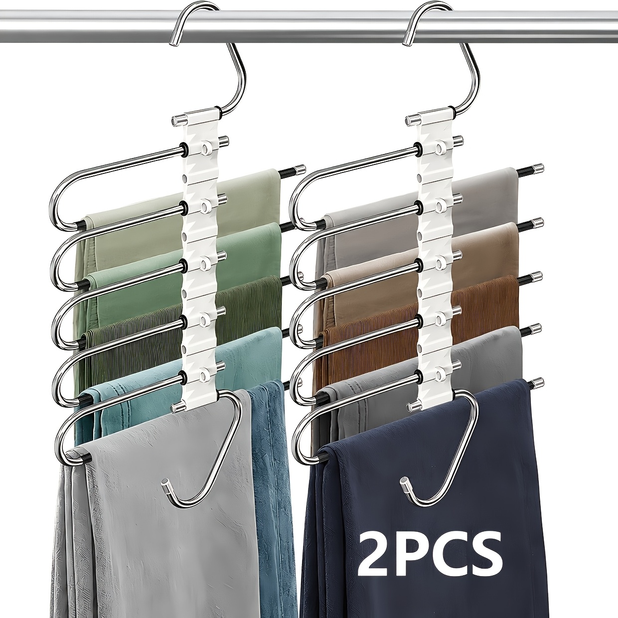 TEMU 2pcs Pants Hangers Space Saving Metal Closet Organizer, Clothes Pants Hangers, Anti-slip Design, Closet Organizers And Storage For Pants Jeans