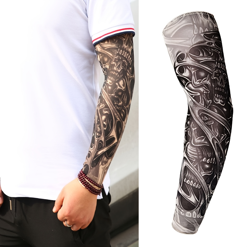 1pc fashion stretchy temporary elastic arm   tattoo sleeves for men women