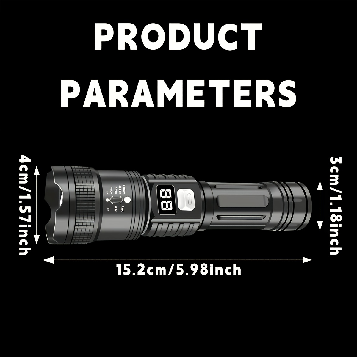 LED Portable Tactical Flashlight with Adjustable Beam and Rechargeable Battery