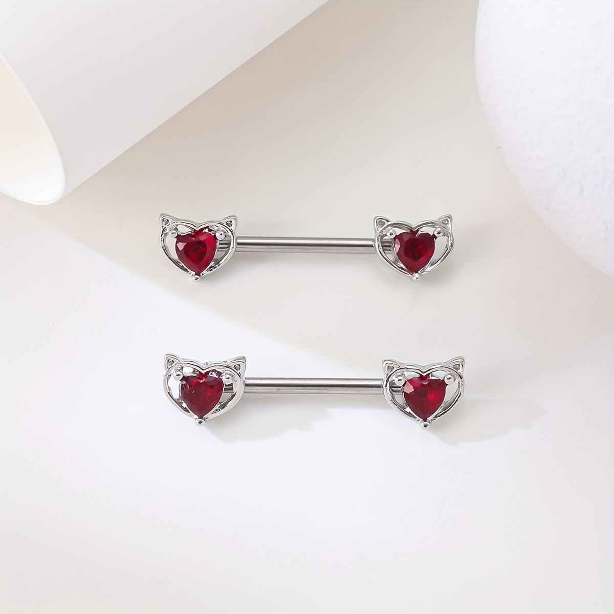 TEMU 2pcs Rings, Cubic 3a Zirconia Heart-shaped Ring, Suitable For Women' Wear, Valentine's Day, Day Gift