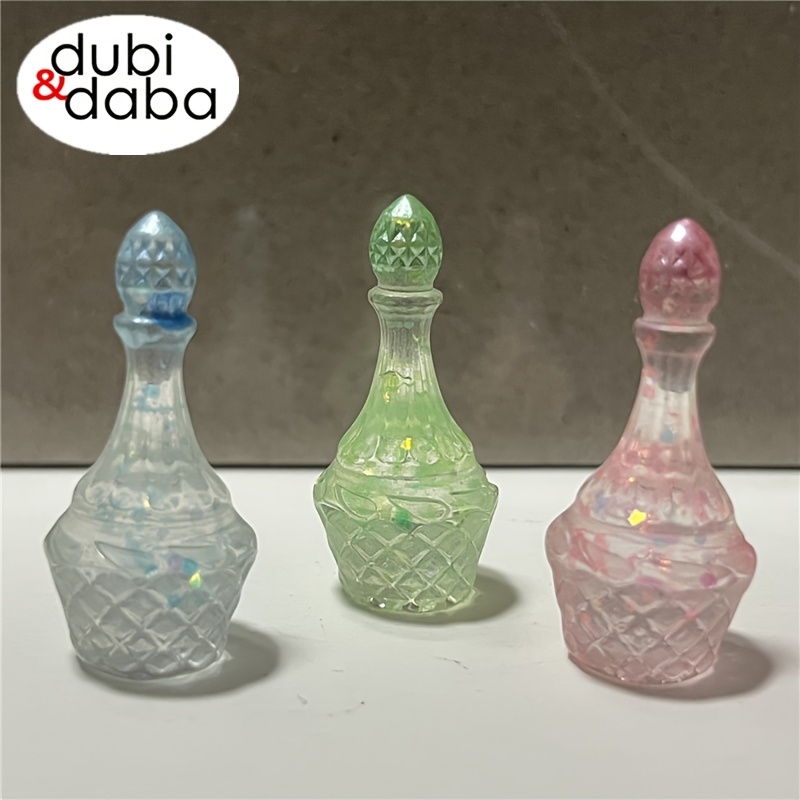 

3pcs Mini Sparkling Irregular Perfume Bottles, Resin Miniature Dollhouse Accessories, Abs Material, With Unique For Micro Landscape Scene Model