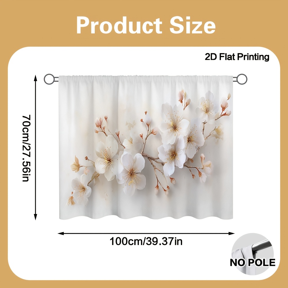 TEMU 2d Flat - 2d Flat - 1pc Of Decorative Curtain Featuring Spring Cherry Branches, Suitable For Kitchen Cabinets And Shelves. Made From Polyester,