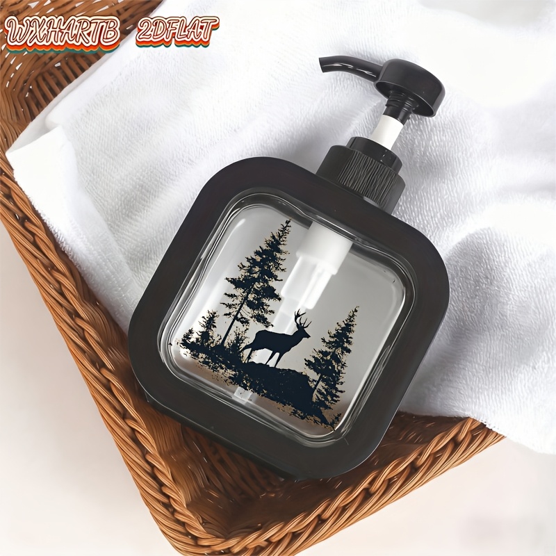 TEMU Distributeur à pompe sur pied motif , convient pour savon et lotion pour - Décor de salle de bain vintage sur le thème de avec fond jaune