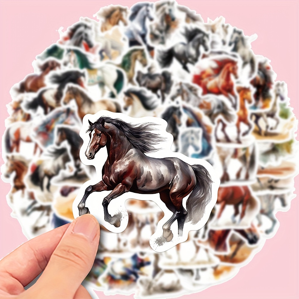 60pcs Of Horse-themed Graffiti Stickers For Decorating Phones, Computers, Luggage, Notebooks, Water Bottles, And Helmets