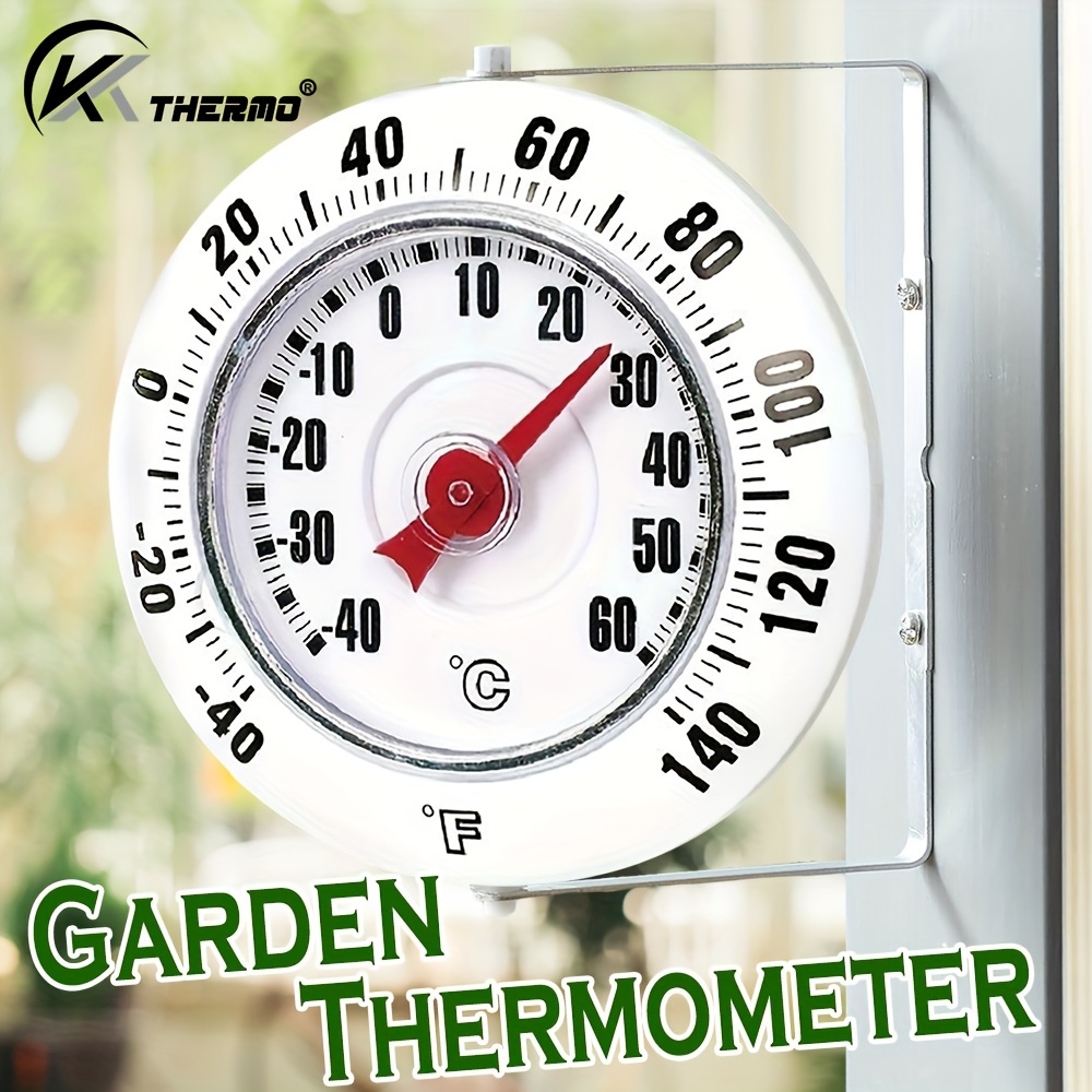 

1pc Kt Thermo 5" Garden Thermometer With Mounting Bracket - , Weather-resistant Display, Precision Measurement From -40°f To 140°f, Ideal For Outdoor & Indoor Use, Indoor Outdoor Thermometer