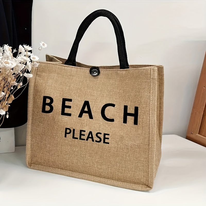 

Beach Alphabet Women's Handbag Travel Lightweight Beach Bag Large Capacity Fashionable Commuter Tote Shopping Storage Bag